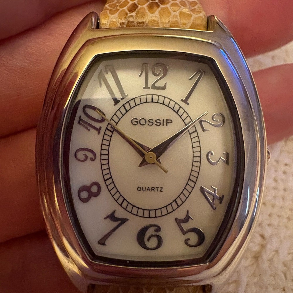 Women’s Gossip Silver Tank Watch with Snake Embossed Genuine Leather Strap